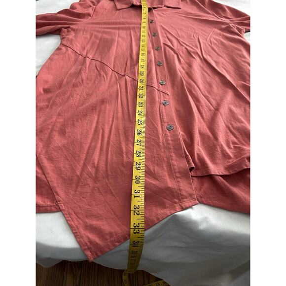 Soft Surroundings Button Front Tunic Blouse Womens Size XL Coral Boho Casual - Picture 7 of 8